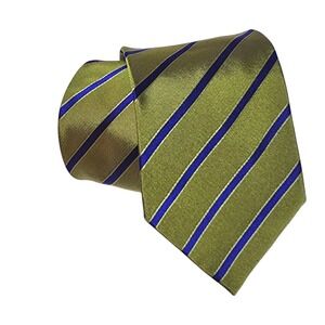 Etro Silk Tie Necktie Green Blue Striped Repp 3 5/8" Wide 60" Long Italy